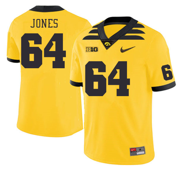 Men #64 Leighton Jones Iowa Hawkeyes College Football Jerseys Stitched Sale-Gold